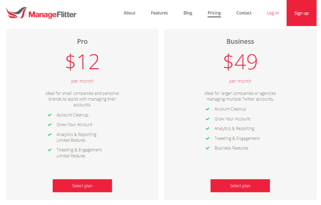 ManageFlitter Pricing 