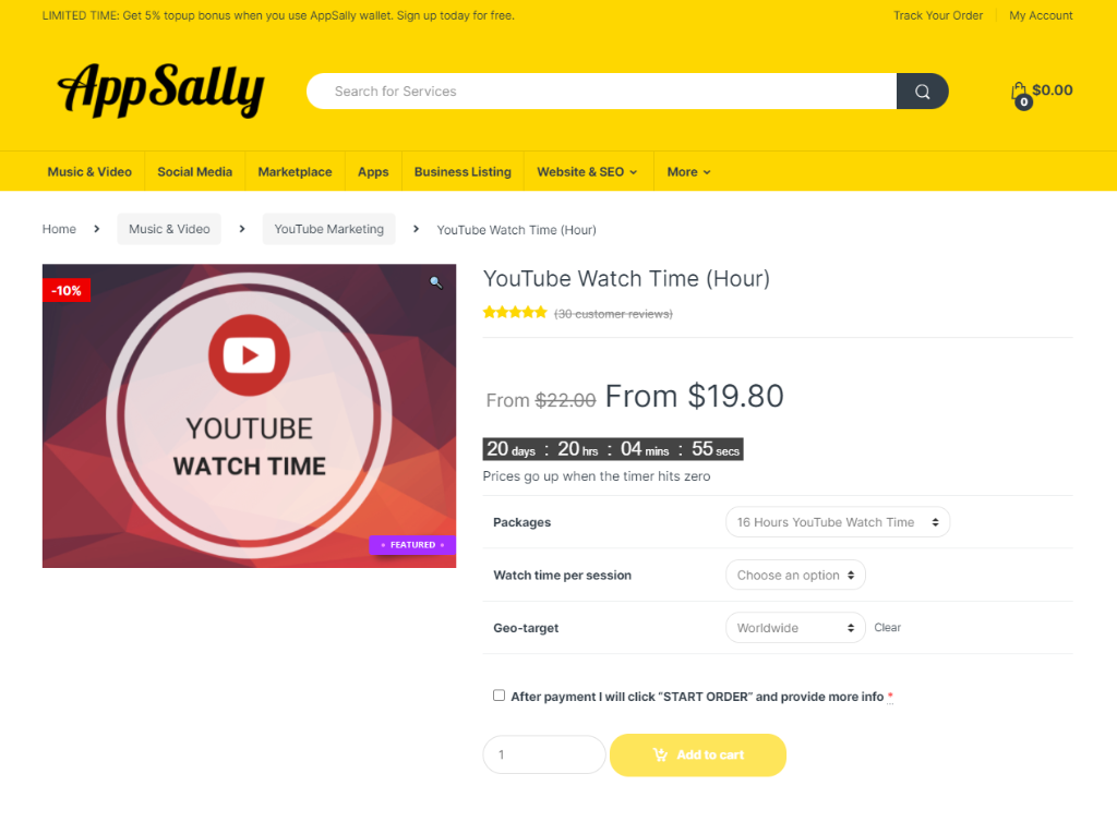 AppSally YouTube Watch Time Hours