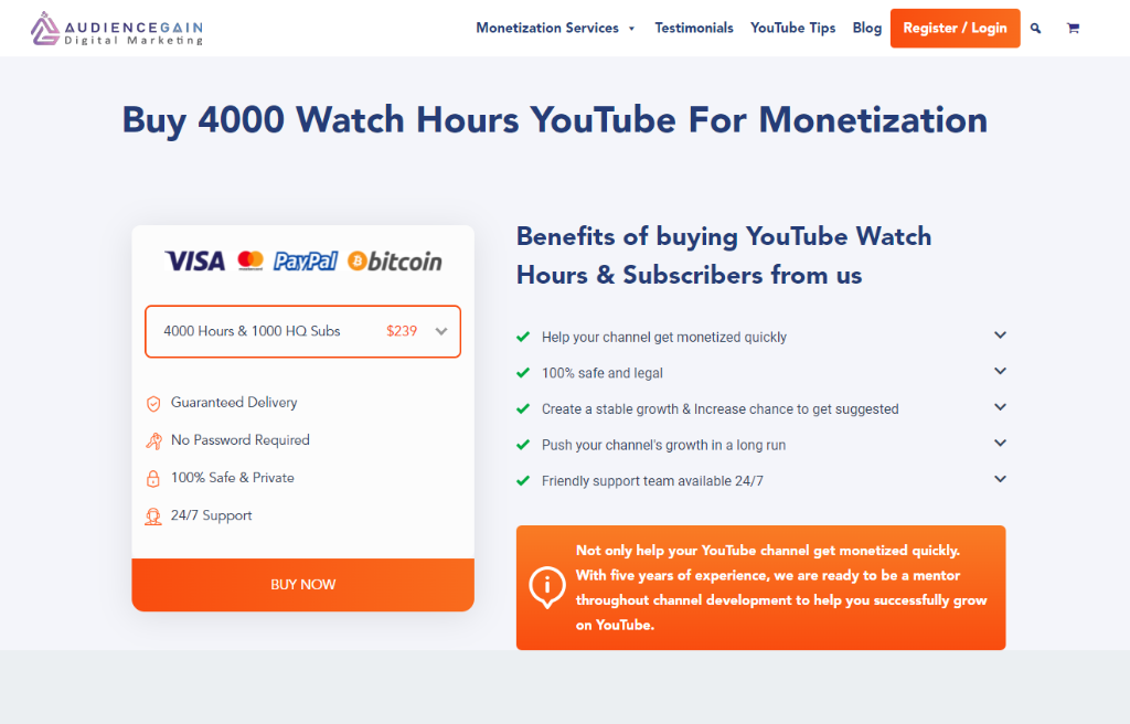 Audience Gain YouTube Watch Time Hours