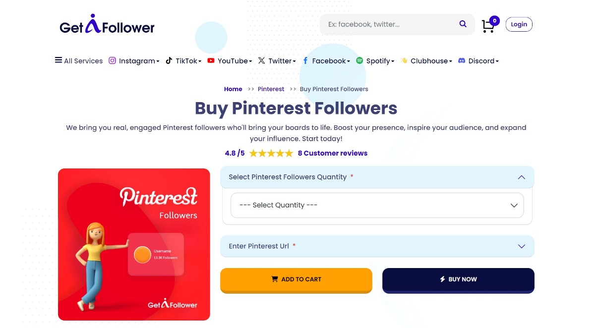 GetAFollower - Buy Pinterest Followers