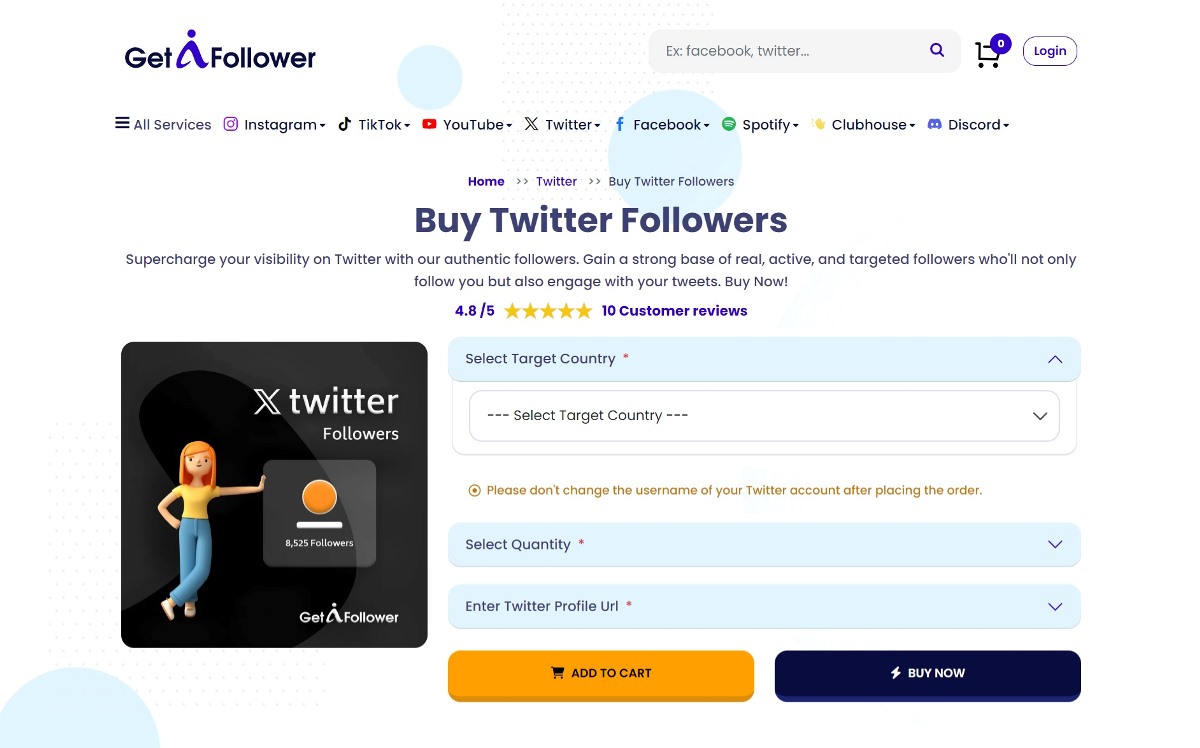 GetAFollower - Buy Twitter Followers