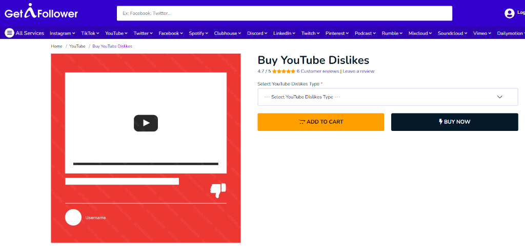 GetAFollower Buy YouTube Dislikes