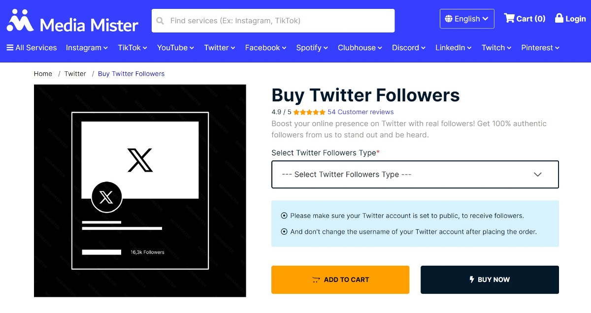 Media Mister - Buy Twitter Followers