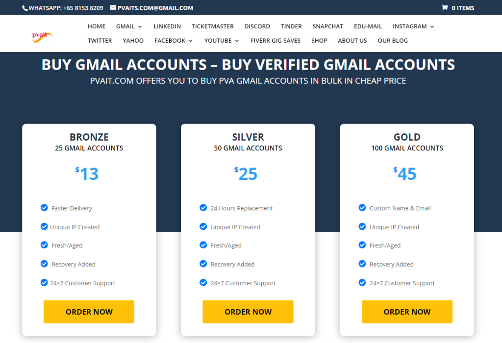 Pvait Buy Gmail PVA Accounts