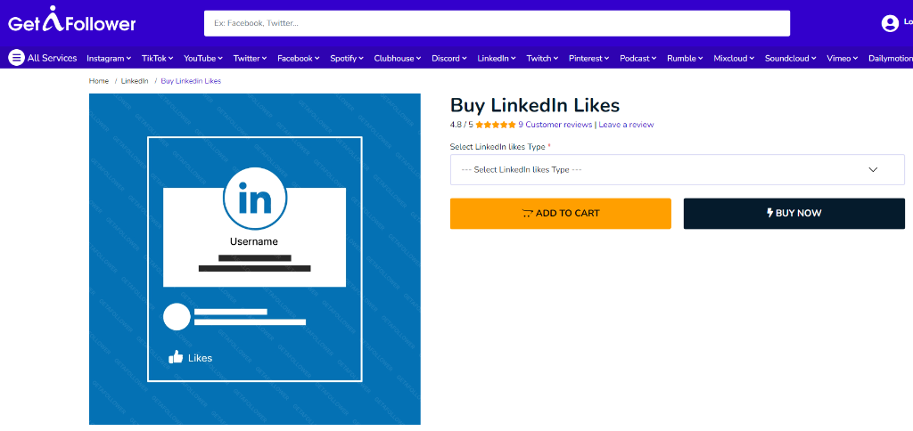 GetAFollower Buy LinkedIn Likes