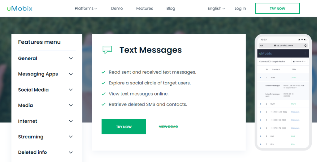 uMobix Text Message Spy App