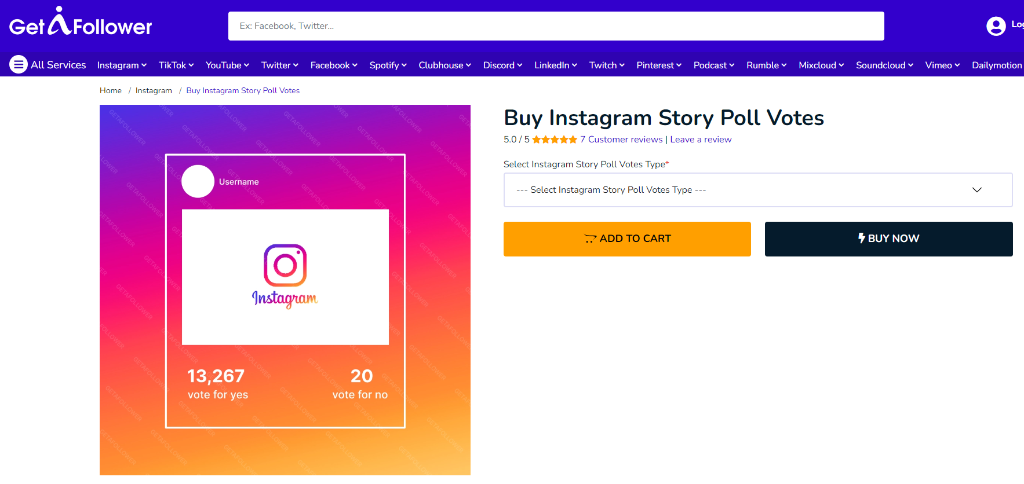 GetAFollower Buy Instagram Story Poll Votes