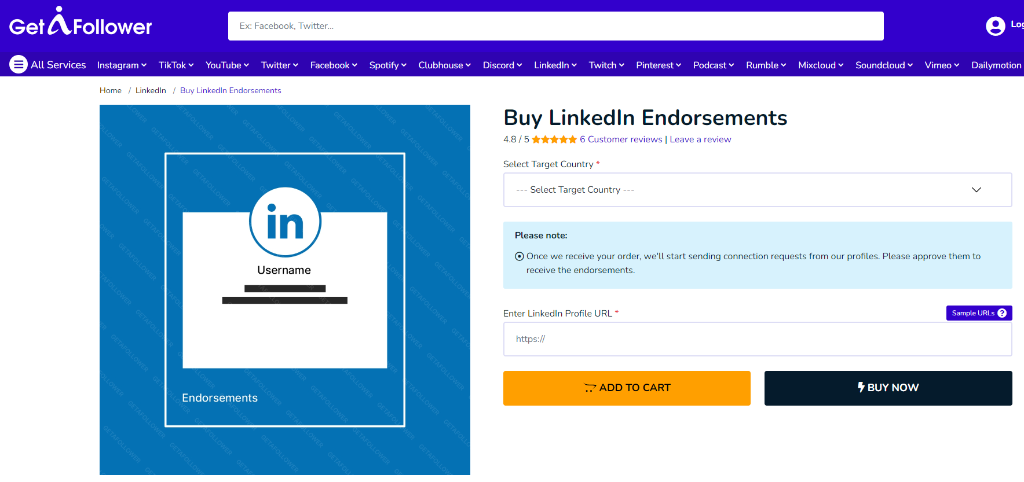 GetAFollower Buy LinkedIn Endorsements