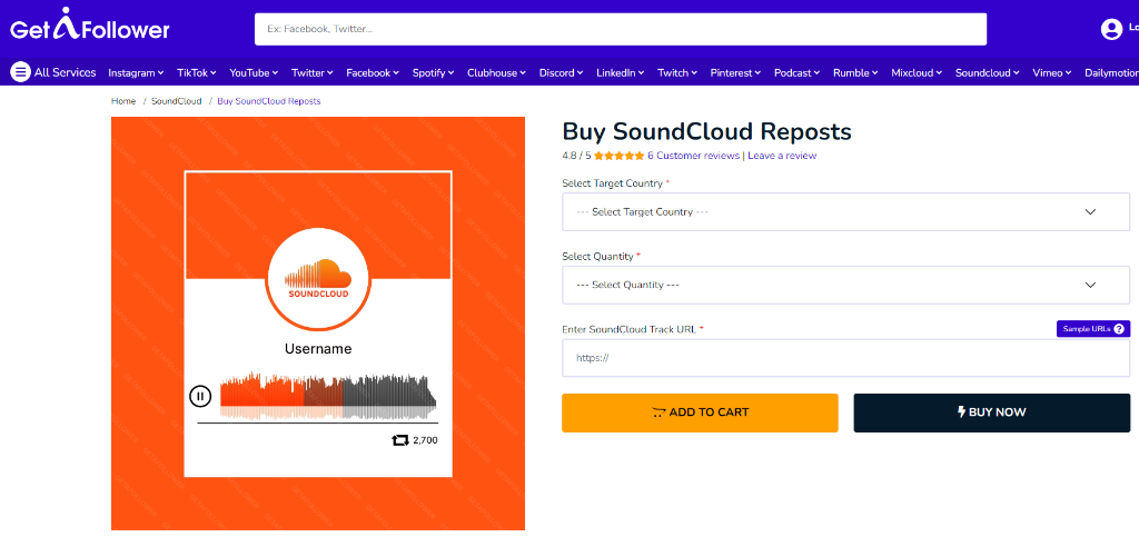 GetAFollower Buy SoundCloud Reposts
