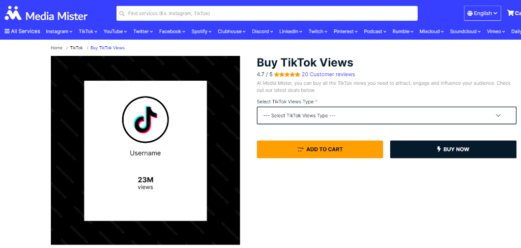 Media Mister Buy TikTok Views