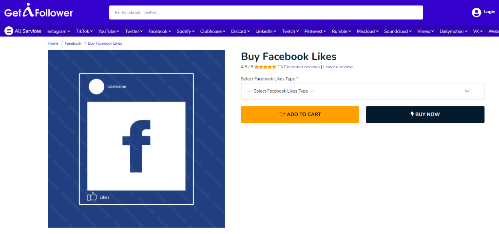 GetAFollower Buy Facebook Likes