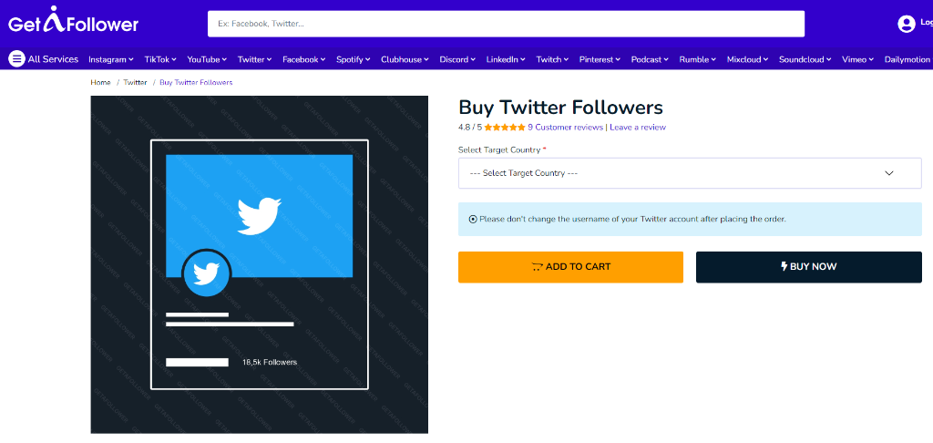 GetAFollower Buy Twitter Followers