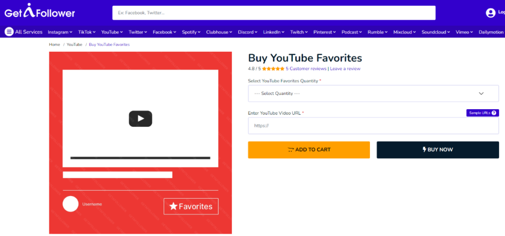 GetAFollower Buy YouTube Favorites