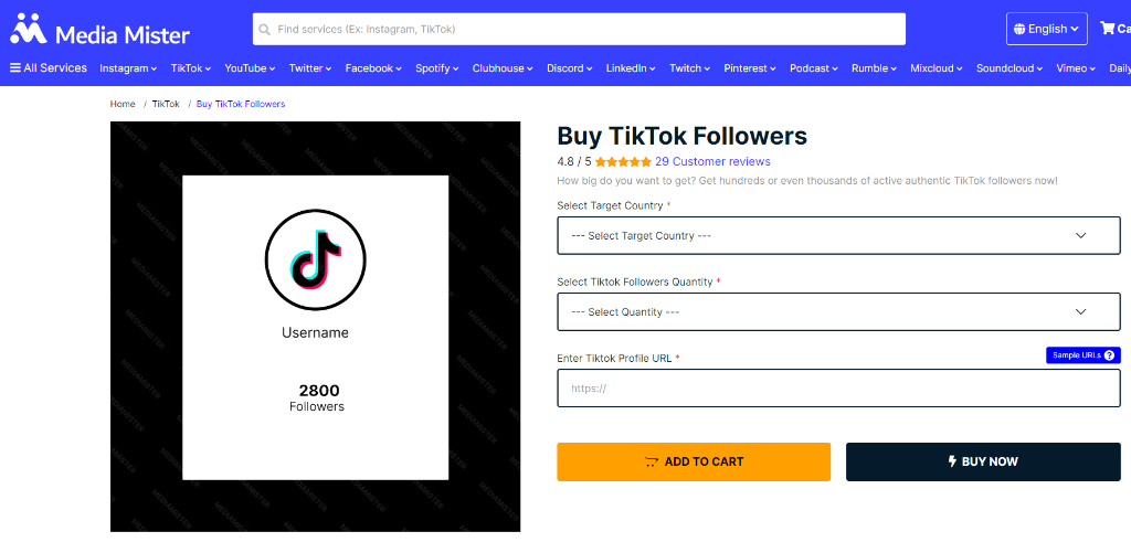 Media Mister Buy TikTok Followers