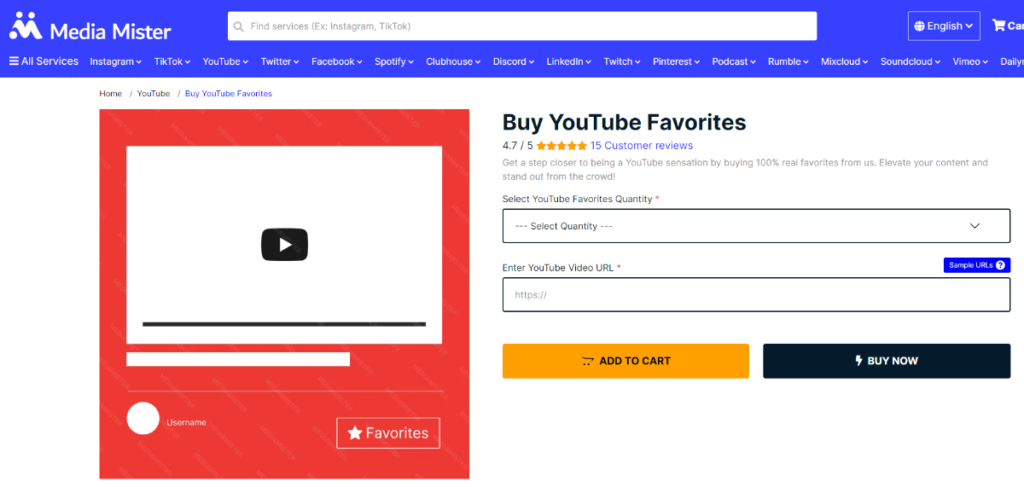 Media Mister Buy YouTube Favorites