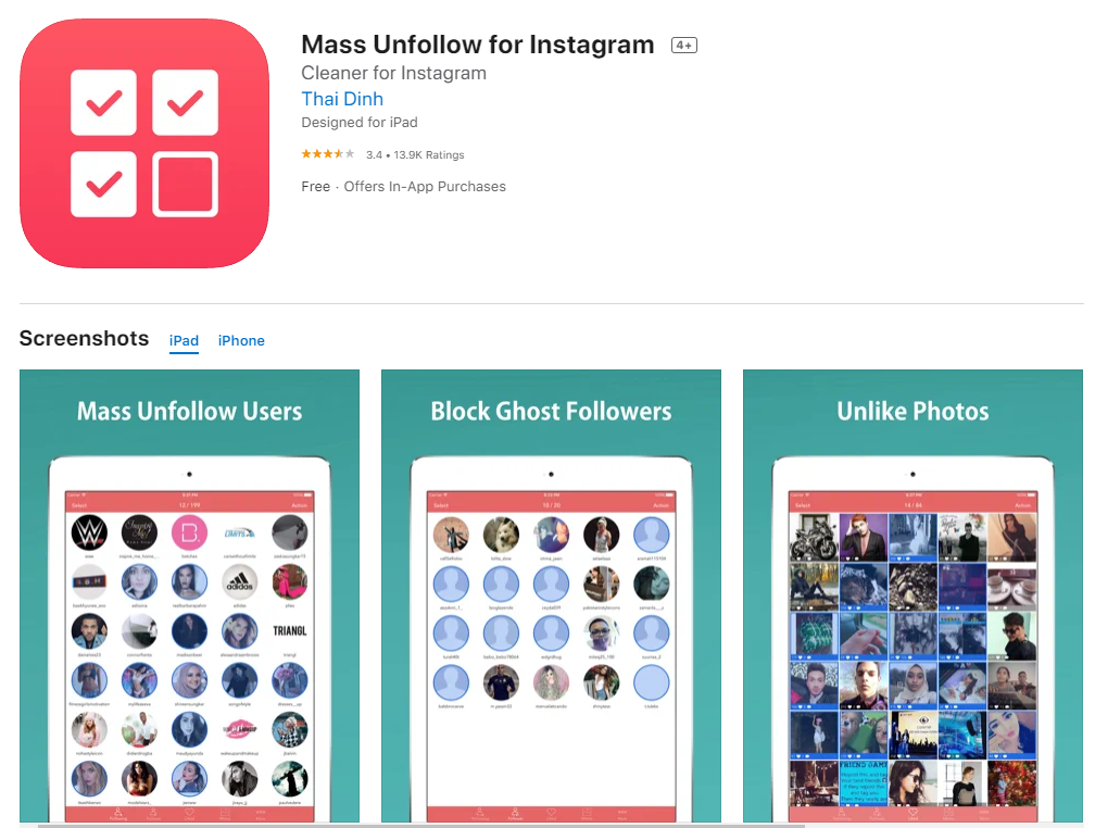 Mass Unfollow for Instagram