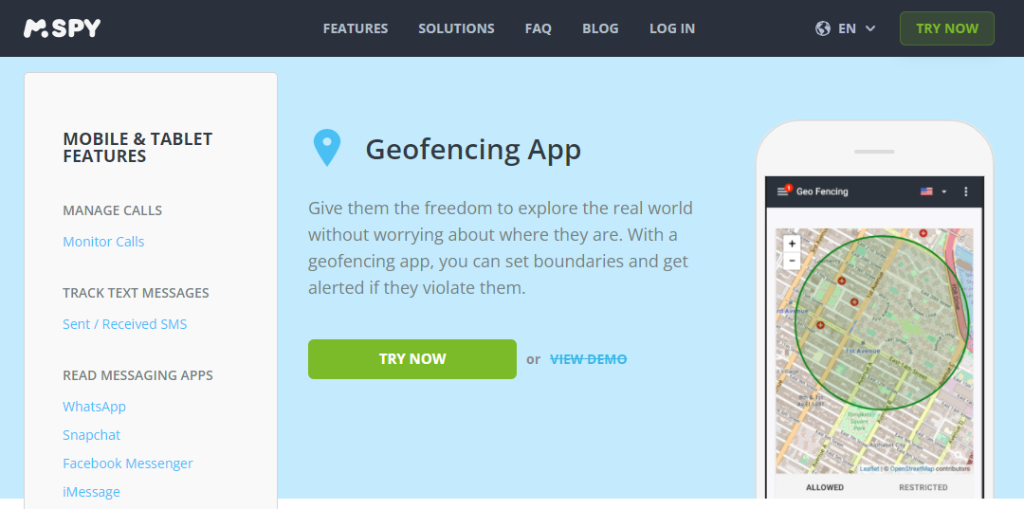mSpy Geofencing App