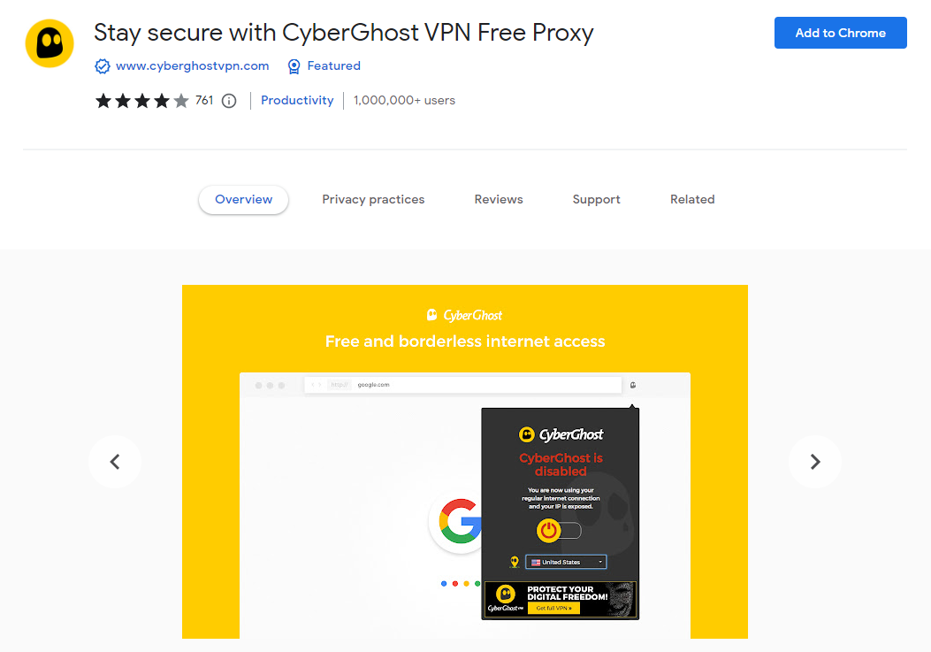 chrome web store no cyberghost