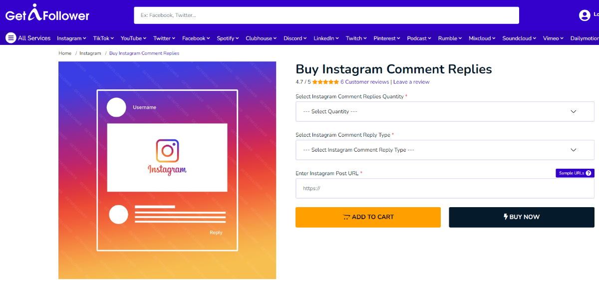 GetAFollower Buy Instagram Comment Replies