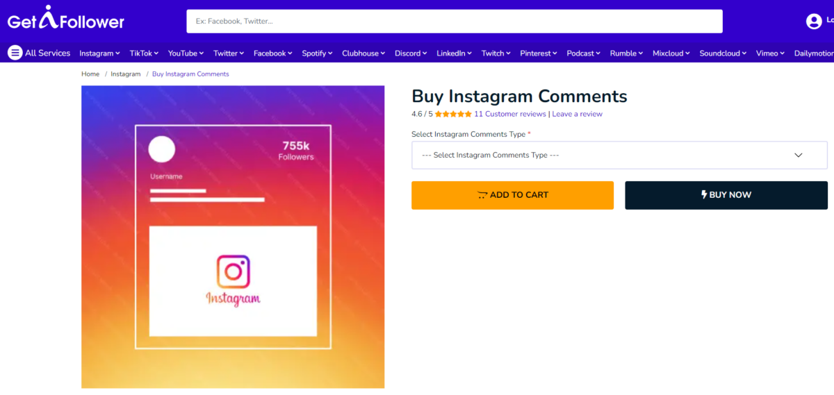 GetAFollower Buy Instagram Comments