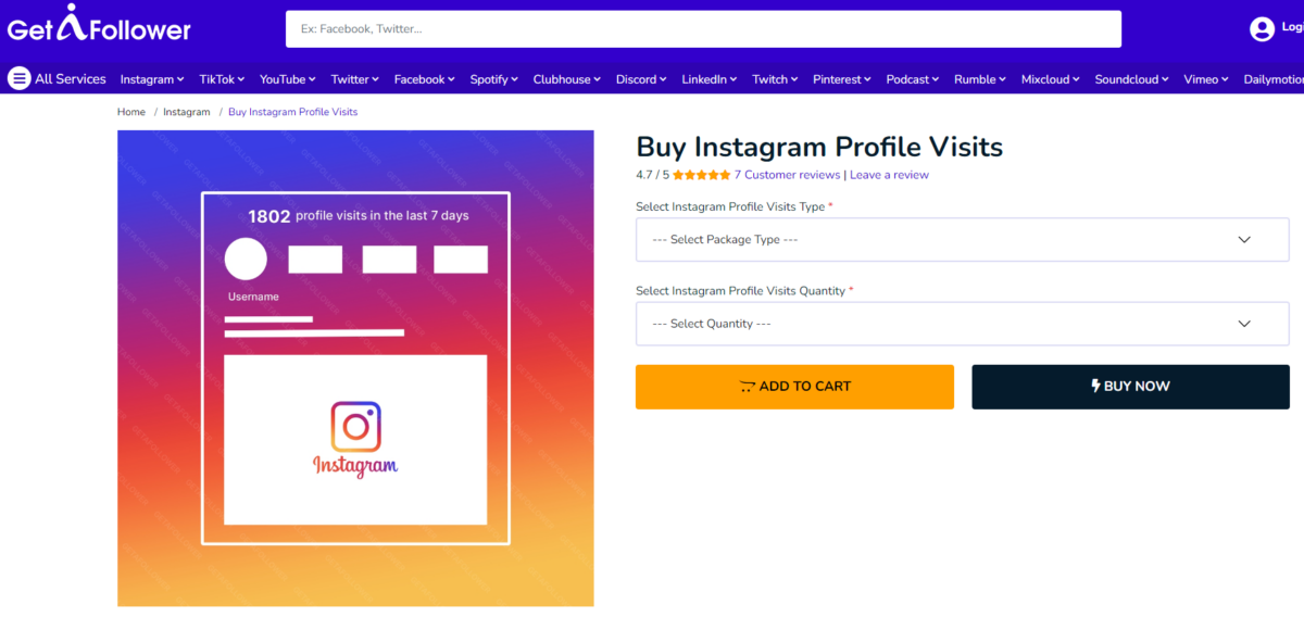 GetAFollower Buy Instagram Profile Visits