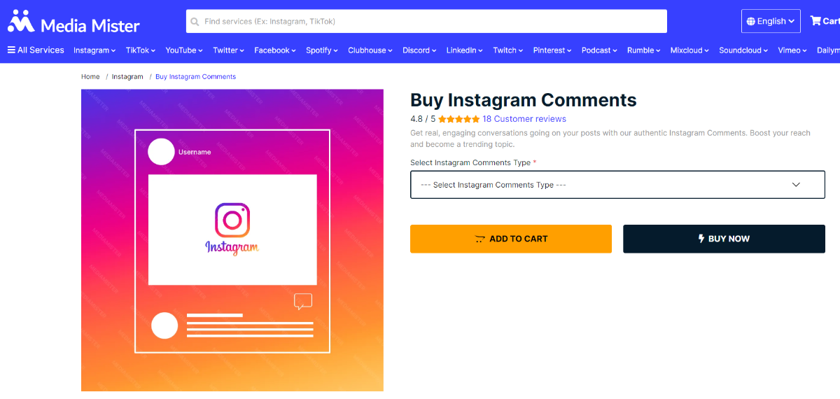 Media Mister Buy Instagram Comments