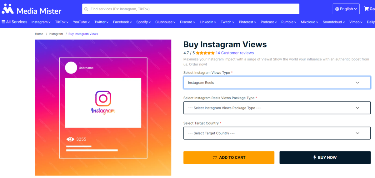 Media Mister Buy Instagram Reels Views