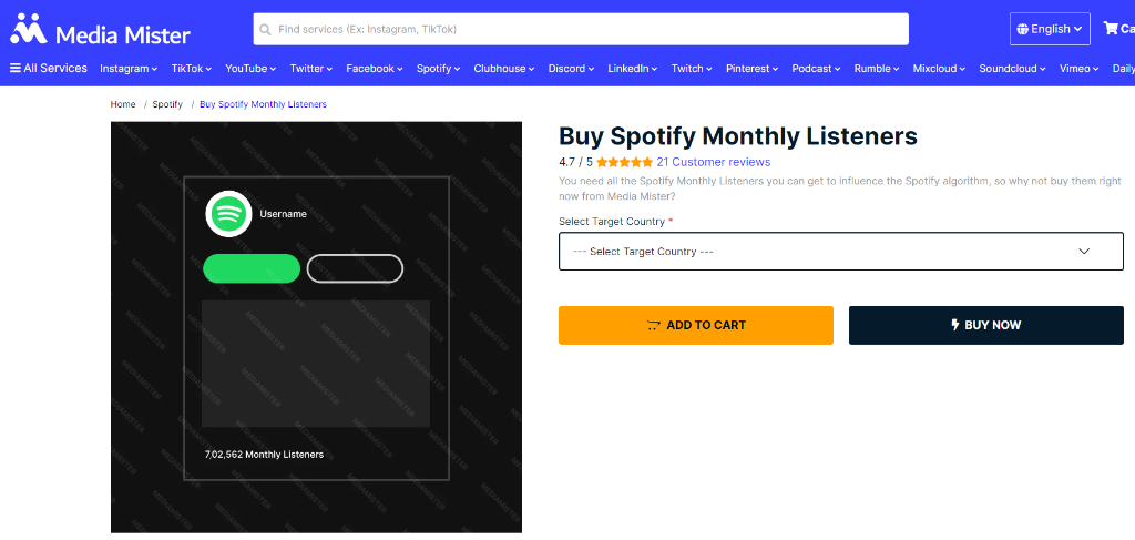 Media Mister Buy Spotify Monthly Listeners
