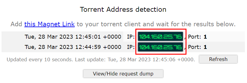 Torrent Address detection