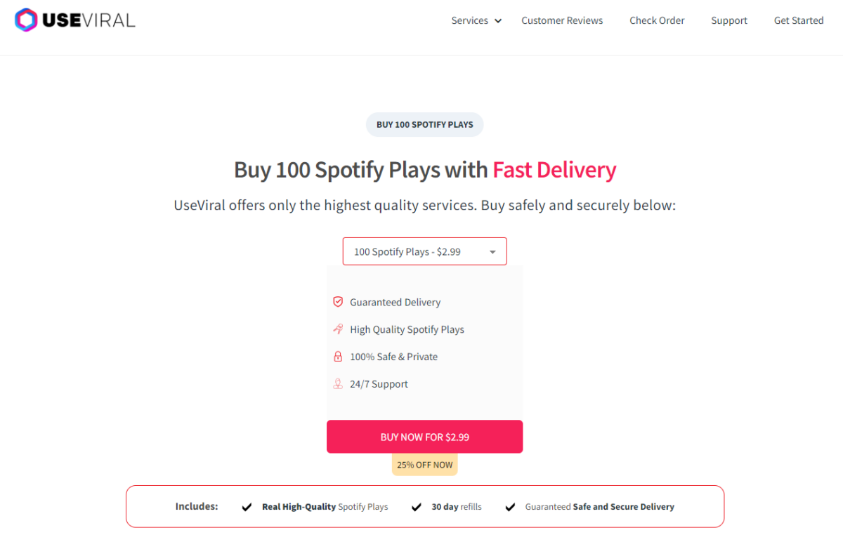 Buy 100 Spotify Plays