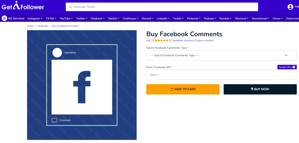 GetAFollower Buy Facebook Comments