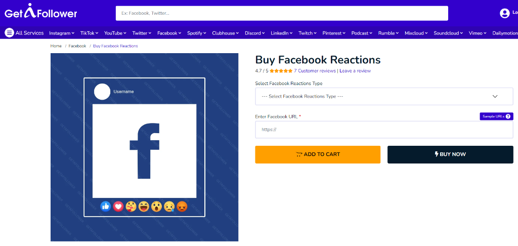 GetAFollower Buy Facebook Reactions