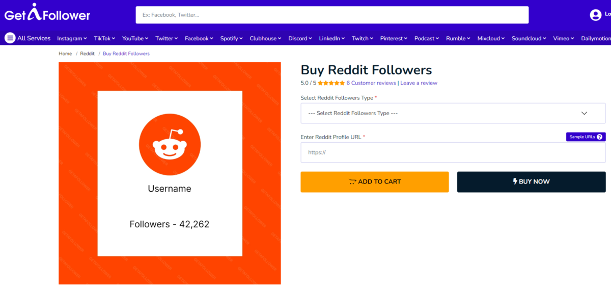 GetAFollower Buy Reddit Followers