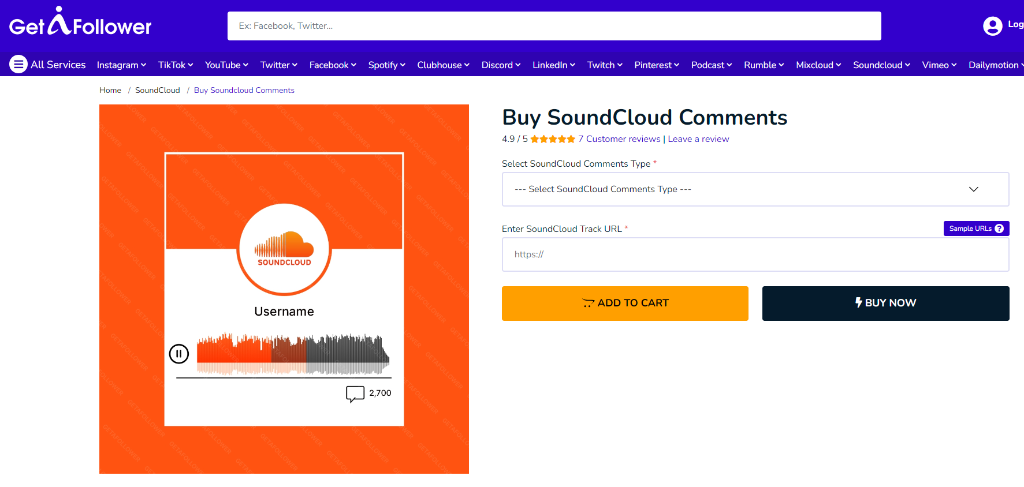 GetAFollower Buy SoundCloud Comments