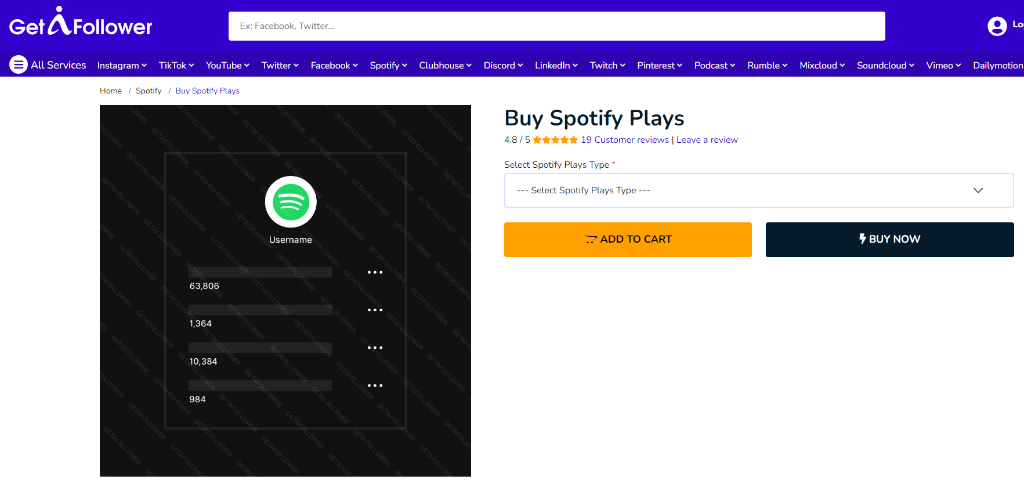 GetAFollower Buy Spotify Plays