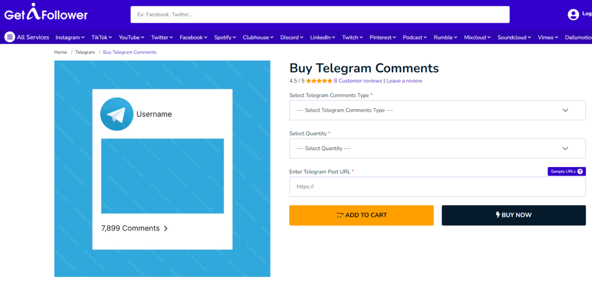 GetAFollower Buy Telegram Comments