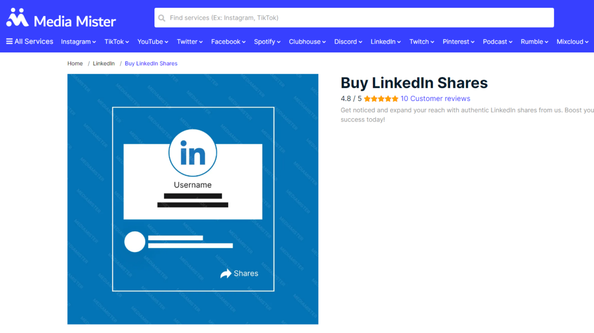 Media Mister Buy Linkedin Post Shares