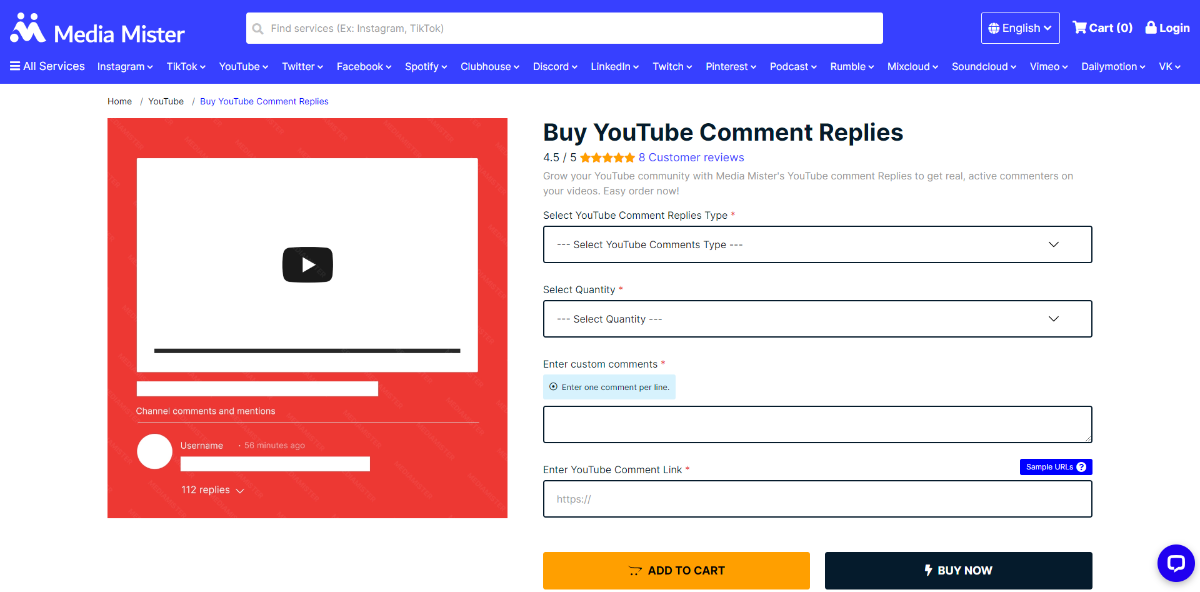 Media Mister Buy YouTube Comment Replies
