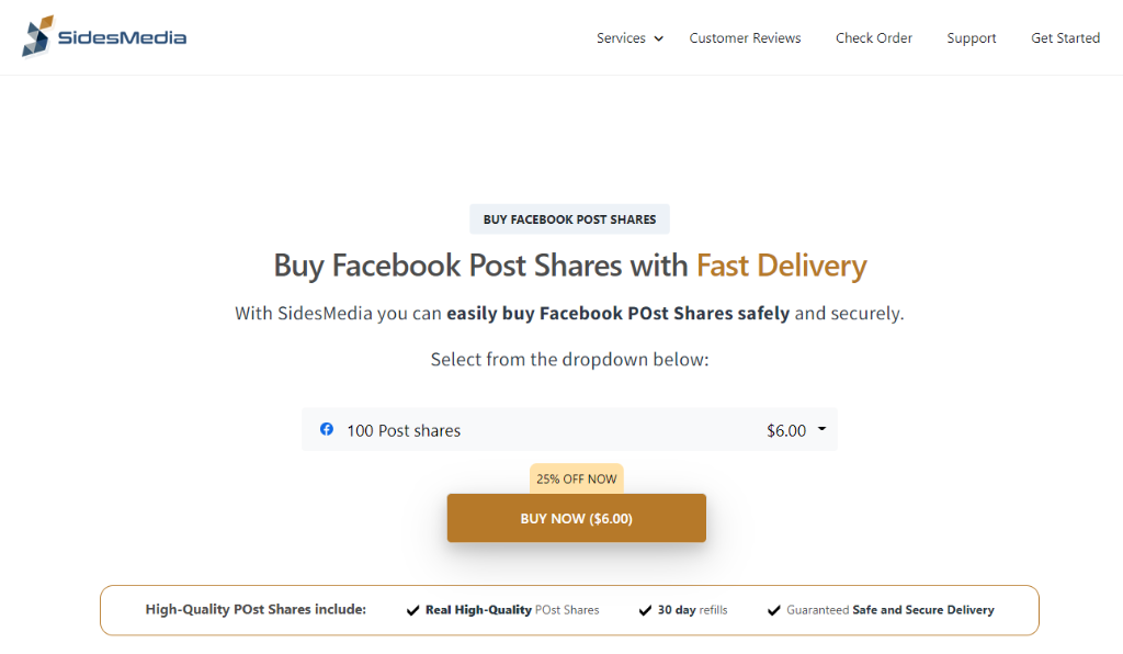 SidesMedia Buy Facebook Post Shares