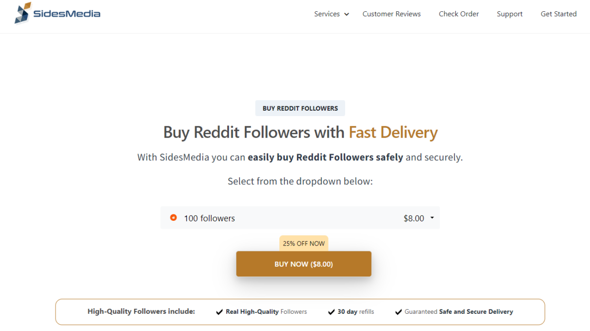 SidesMedia Buy Reddit Followers
