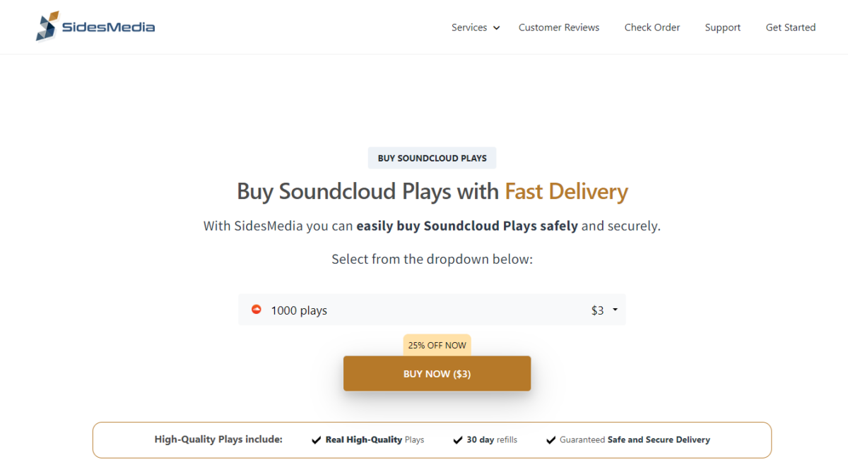 SidesMedia Buy Soundcloud Plays