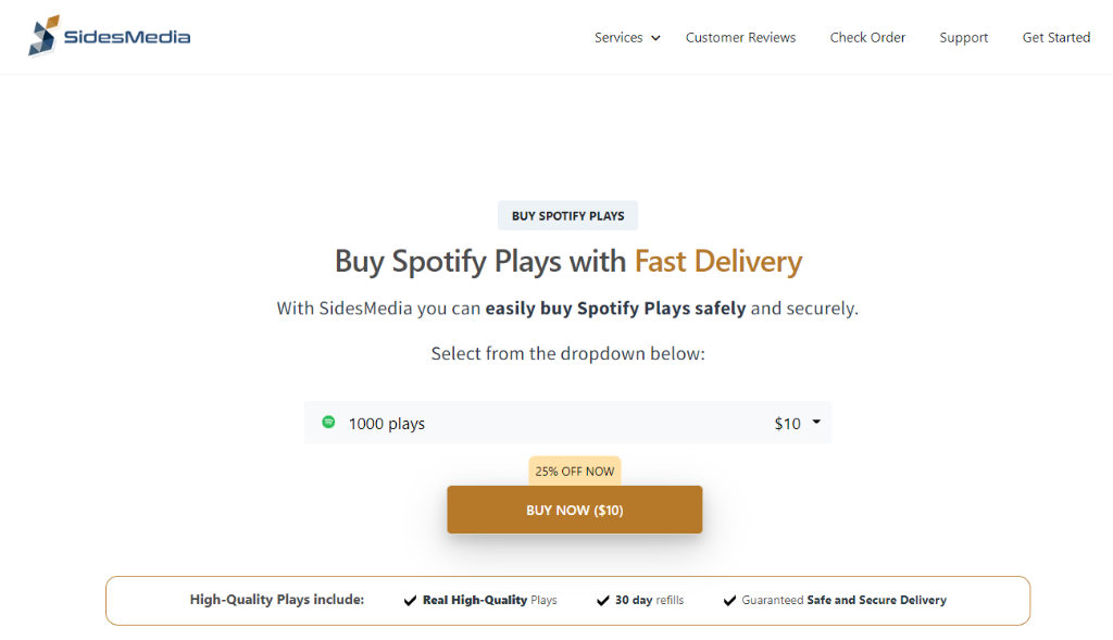 SidesMedia Buy Spotify Plays