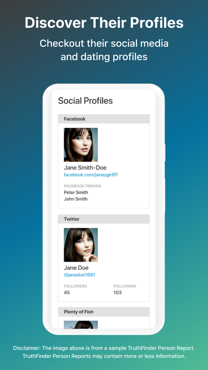 TruthFinder Social Media Profiles