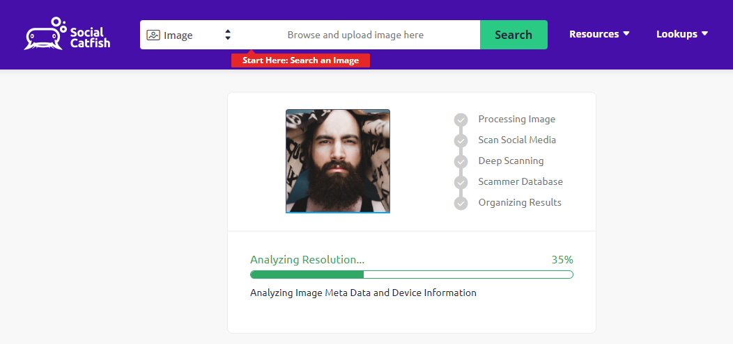 Social Catfish Reverse Image Search 1