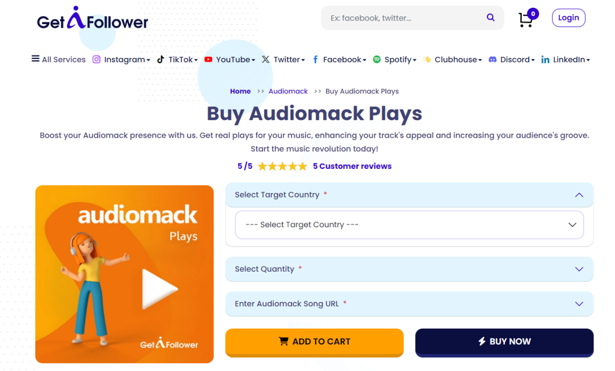 GetAFollower Buy Audiomack Plays
