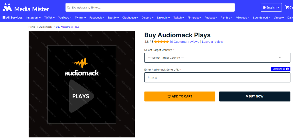 Media Mister Buy Audiomack Plays
