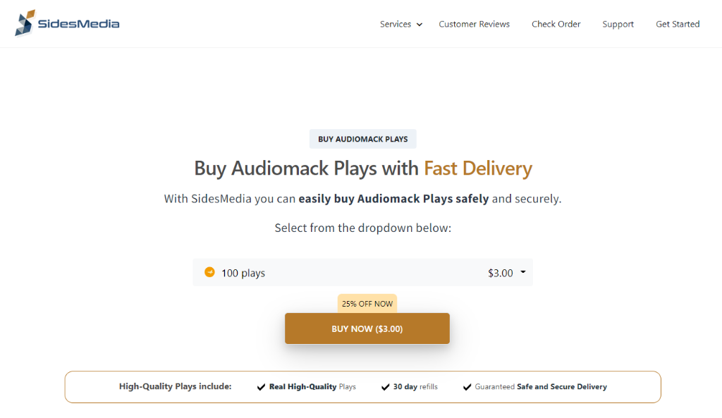 SidesMedia Buy Audiomack Plays
